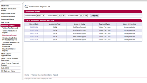 Tuition Fee Remittance Report 2